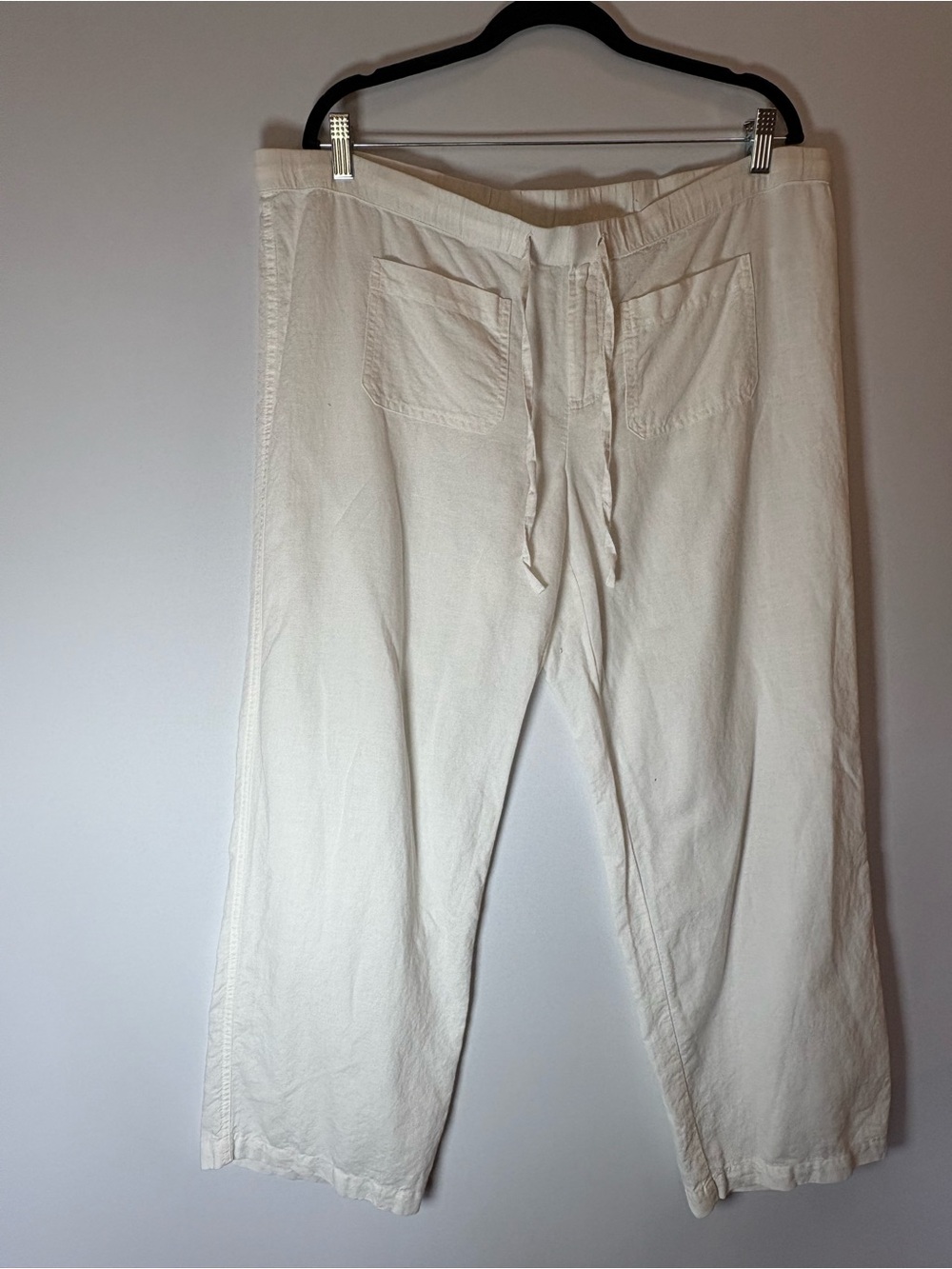 Liz Claiborne Men's Off-White Drawstring Linen-Blend Joggers
